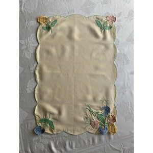 Vintage Table Scarf with Flowers